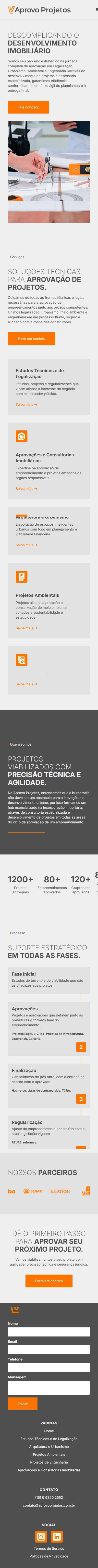 Aprovo Projetos — site mobile