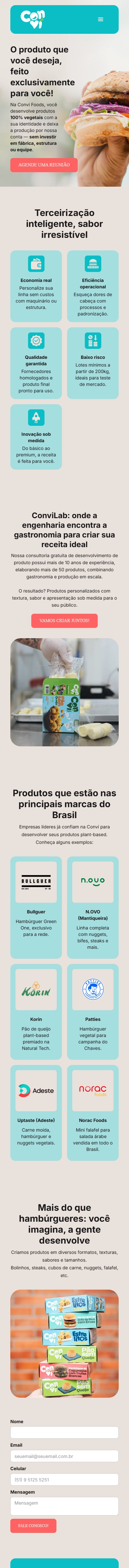 Convi Foods — site mobile